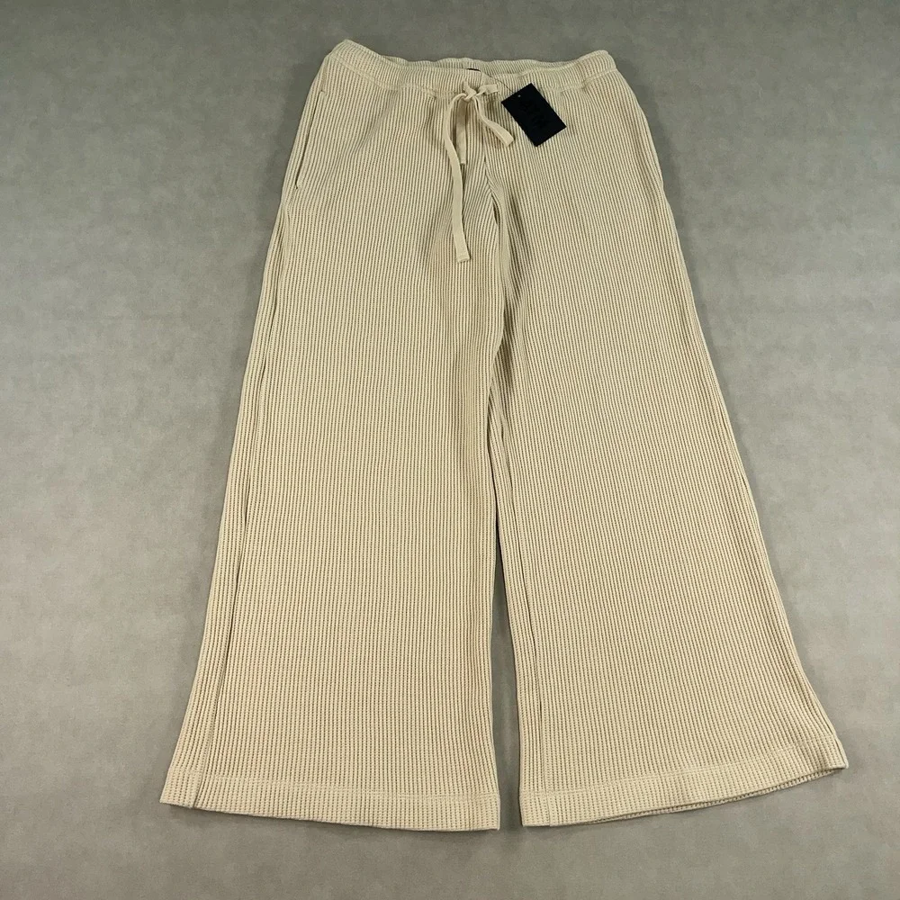 ATM Anthony Thomas Melillo Waffle Knit Wide Leg Sweatpants‎ Shitake Medium NWT